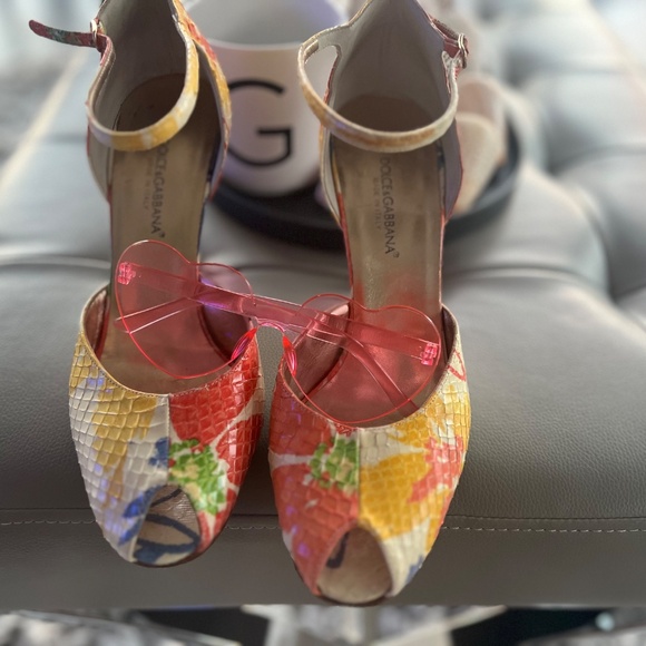 Dolce & Gabbana Multicolor Lizard Leather Heels US 8.5 - Picture 3 of 6